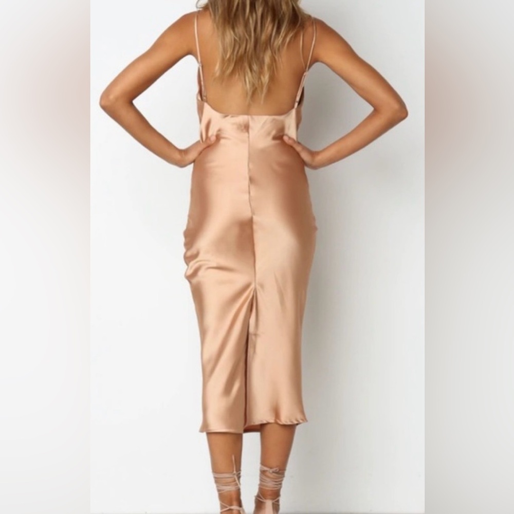 NWT Petal & Pup Cowl Neck Midi Slip Dress in Gold Champagne ZB9 - Picture 8 of 12